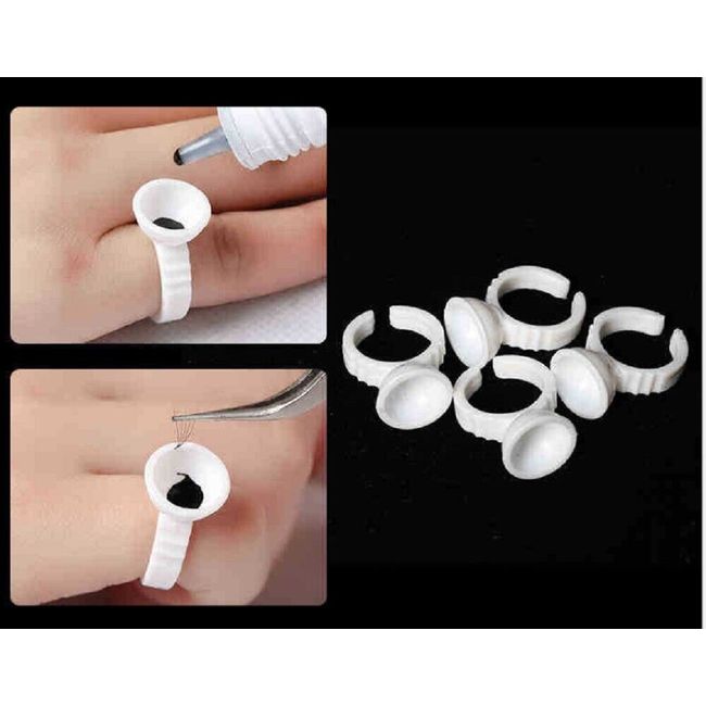 100-Piece Disposable Glue Holder Rings for Eyelash Extensions & Tattoo Pigments