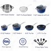 15 PCS Nonstick Hammered Granite Kitchen Cookware Cooking Pots Pans Set Blue