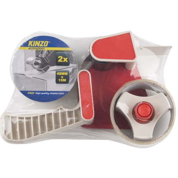 Kinzo Tape Dispenser and Tape - Red/ Brown