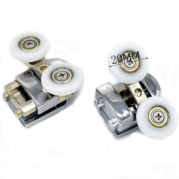 Twin Shower Door Rollers Runners Wheels Pulleys Wheel 20mm Diameter Top Bottom Bathroom Replacement Parts (20mm-4pcs)