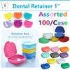 Dental Retainer Box Orthodontic Appliance Guard Snap closure, 1" Assorted 100/Cs