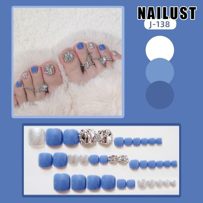 Toe Nails  [Set of 24] Nail Tips Nail Tips Nail Stickers False Nails False Nails Present Paste Nails Peelable Summer Nails Nail Supplies Nail Art Nail Parts NAILUST