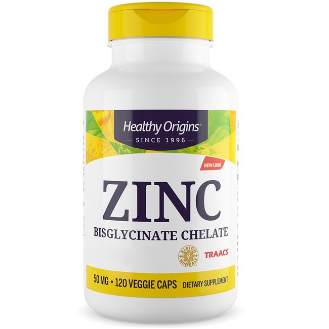 Healthy Origins, Zinc Bisglycinate, 50mg Zinc - one Capsule every 2 Days, 120 vegan Capsules, Vegetarian, Gluten-Free, Soya-Free, Non-GMO