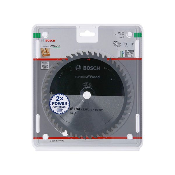 Bosch Professional Circular Saw Blade Standard (for Wood, 184 x 16 x 1.6 mm, 24 teeth; Accessories: Cordless Circular Saw)