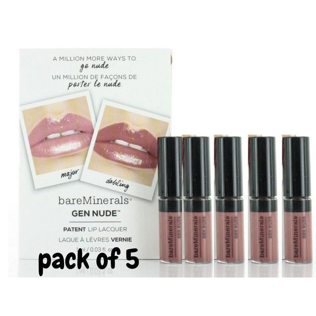 bareMinerals - GEN NUDE PATENT LIP LACQUER 1ml/0.03oz - Dahling ( Pack of 5 )