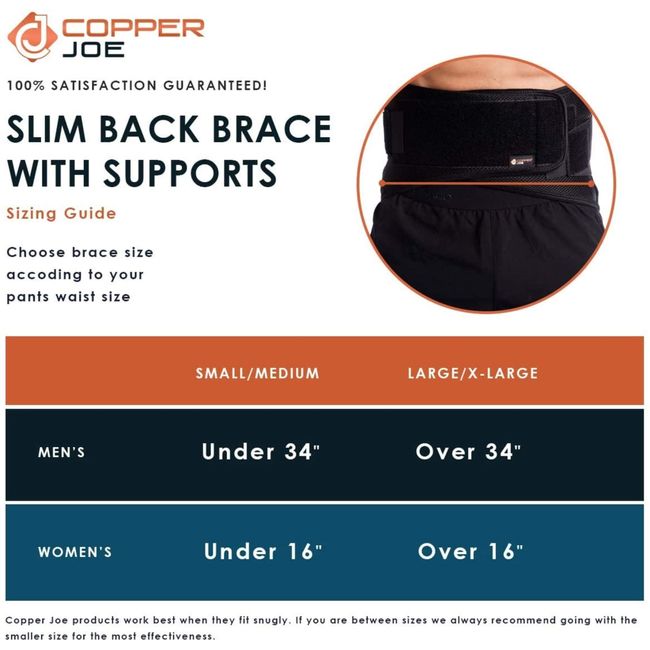 Copper Joe Back Brace For Lower Back Pain Relief, Back Support