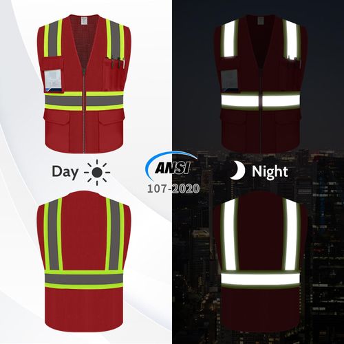 Uno Mejor Red Safety Vest - Hi Vis with Pockets, Reflective, ANSI Compliant, Men's/Women's, XL