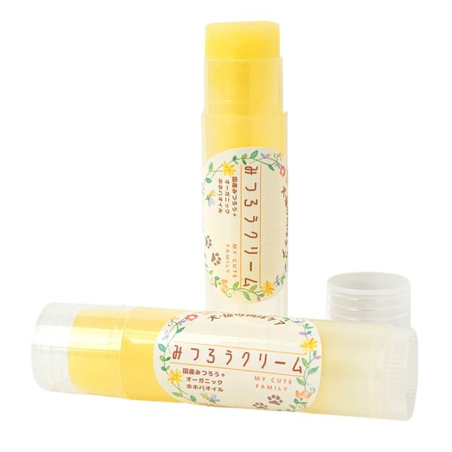 [Veterinarian Recommended] Beeswax Paw Cream My Cute Family Jojoba Oil Handmade in Japan (2 Lipsticks)