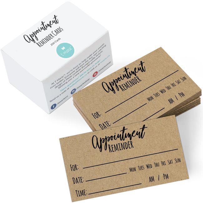 200 Appointment Reminder Cards - Kraft Style for Business, Hair Salon, Dental Office, Massage Therapist, Grooming, Hairdresser, Medical Doctors and More - Bulk Pack of Your Next Appointment Cards …