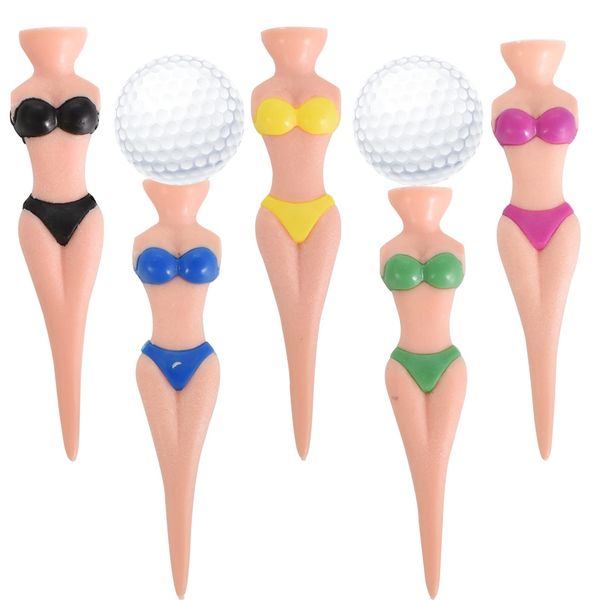 Golf Tees Lustig Dame Bikini 5 Stücke 76 mm/ 3 Zoll Lustig Golf Tees Mädchen Golf Tees Damen Golf Tees Kunststoff Golf Tees für Männer Frauen Golftraining Golf Zubehör Golf Übungs