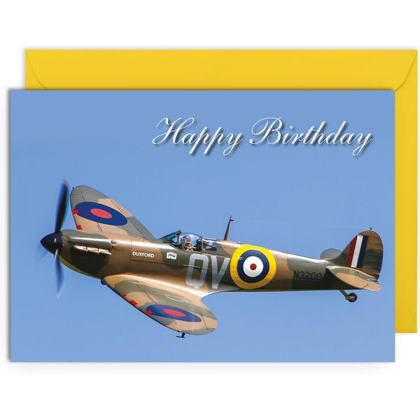 Spitfire Birthday Card - Medium Sized Card (A5 Size -148mm x 210mm) with Envelope