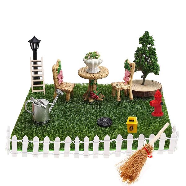Jiahuade 15Pcs Miniatur Garten Zubehör,Mini Gartenmöbel Deko,Mikrolandschaft,Weihnachtswichtel Zubehör,Miniatur Garten Deko,Mini Garten Dekoration Set,Miniatur Ornamente