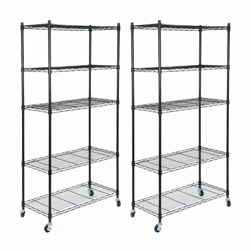 2PCS 5-Shelf Heavy Duty Wire Storage Shelving Unit Organizer Wire Rack ...