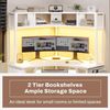 Corner Desk, Small Computer Desk with Hutch & LED Lights, Small Office Desk