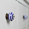 Nicola Spring Ceramic Cupboard Drawer Handle Knobs - Stripe Design - Dark Blue - Pack of 6