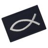 Jesus Fish Ixis Embroidered Velcro Patch, Black and White