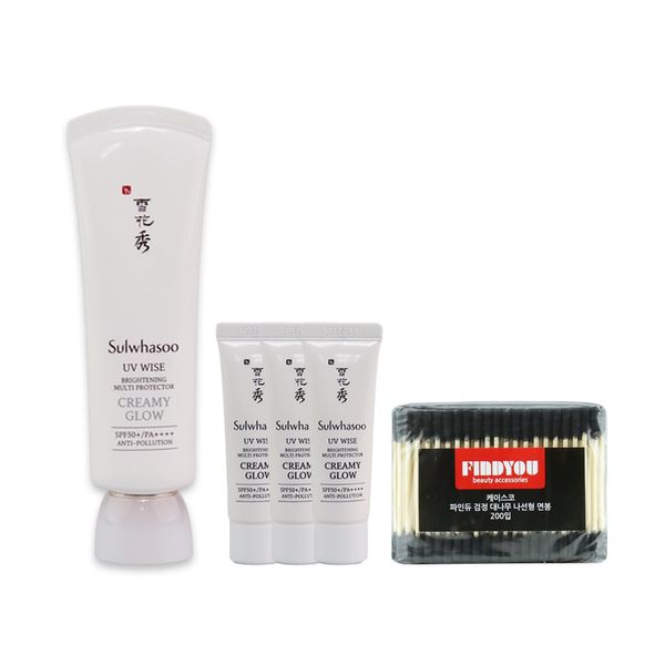 Keisco) Sulwhasoo Sangbaek Sunscreen NO2 Milky Tone-up 50 ml + 10mlX3pcs + Pine Dew cotton swabs, No. 2