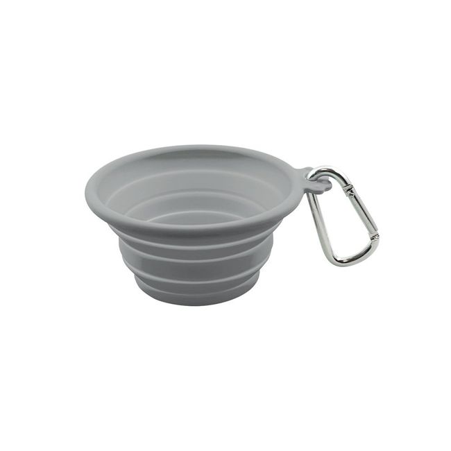 FFD Pet 60221 Pet Silicone Collapsible Travel Bowl for Dogs and Cats, X-Small Grey, 7oz/200mL, 3.5"