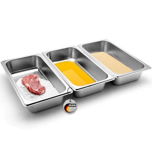 BigDean Panierschalen Set 3-teilig aus hochwertigem Edelstahl – Panierstraße Panier-Set für Schnitzel Fisch Fleisch