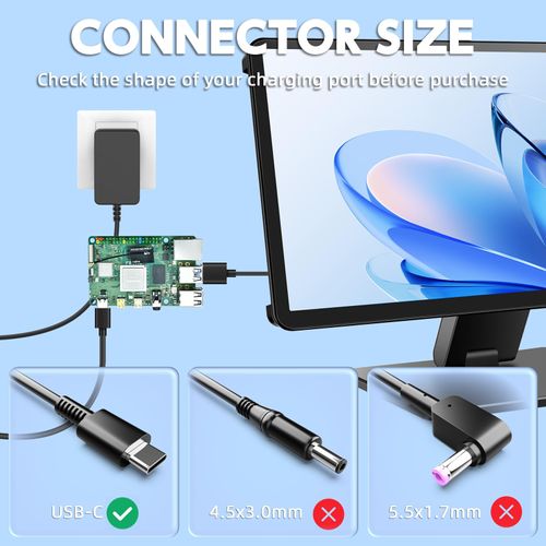 HFLRZZ 27W Power Supply Compatible with Raspberry Pi 5 Power Supply, USB-C Power Supply 5V 5.1A for Raspberry Pi 5 8GB 4GB