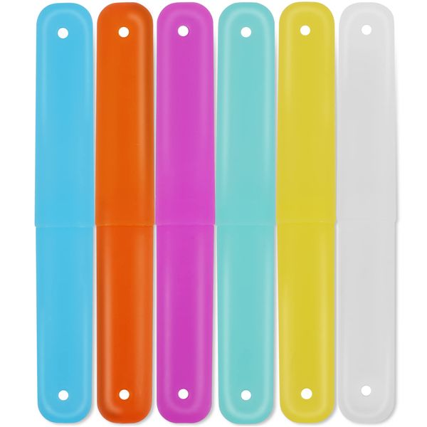 Cllayees 6 Pcs Travel Toothbrush Case Holder, Breathable Portable Toothbrush Container, Multiple Color Clear Toothbrush Holder for Home Trip Camping