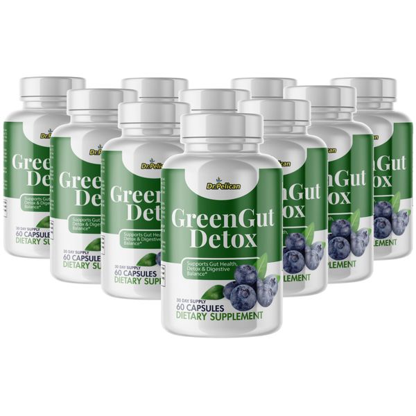 GreenGut Detox- Digestive & Immune Support- 10 Bottles- 600 Capsules