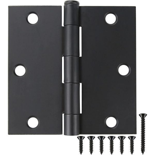 30 Pack Matte Black Door Hinges 3.5 X 3.5 Inch Interior 
