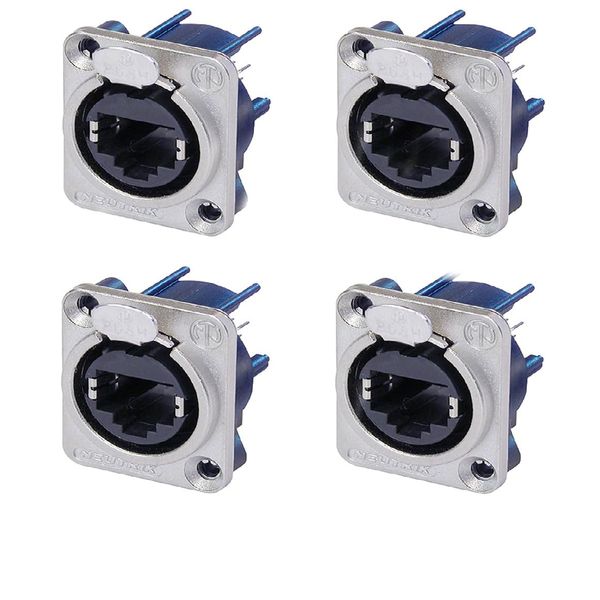 (4 Pack) NEUTRIK NE8FDV RJ45 CAT5 ETHERCON Vertical PCB Mount Panel Jack NKL