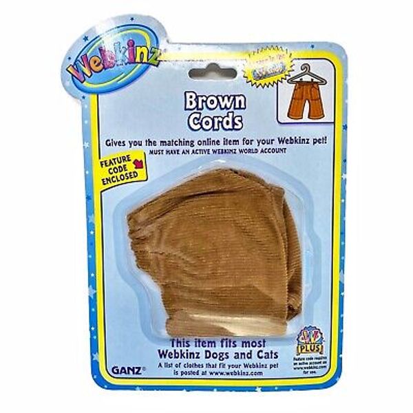 Ganz Webkinz Clothing Outfit Brown Corduroy Pants Fits Most Dog & Cat Plush CODE