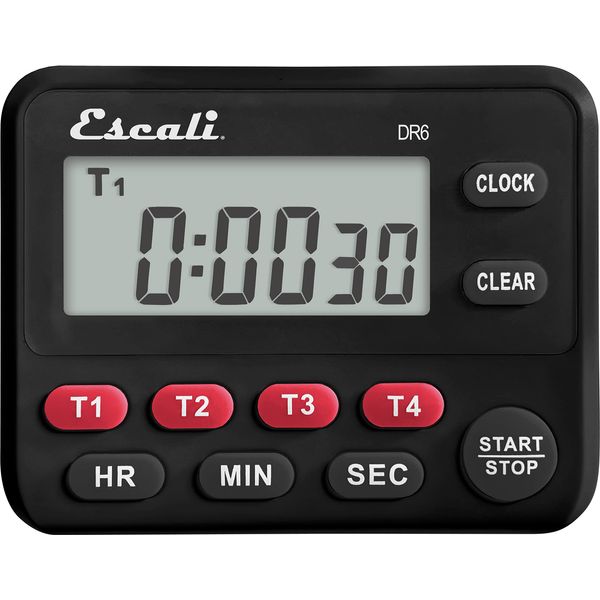 San Jamar Four Event Digital Timer, LCD Display, Black