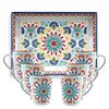Purely Home Rio Medallion - Outdoor/Picnic/BBQ - Plastic/Melamine Rectangular Serving Tray & Mugs Set (5)