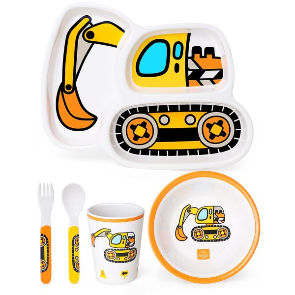 Lehoo Castle Kids Plates and Bowls Sets, Kids Dinnerware Set Includes Plate, Bowl, Cup and Tableware, Made of Durable Material, Perfect for Child, Toddler Utensils Self Feeding (5 Piece Construction)