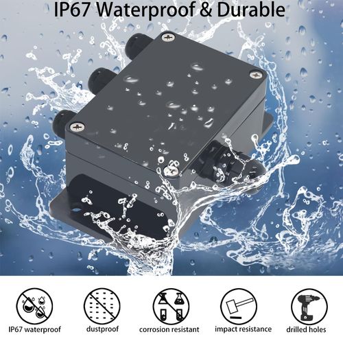 Otdorpatio Project BoxI P67 Outdoor Waterproof box Electronic Junction Box with 15A 600V 12P Barrier Terminal 3IN/3Out Electrical Boxes 7.9x4.7x3 inch