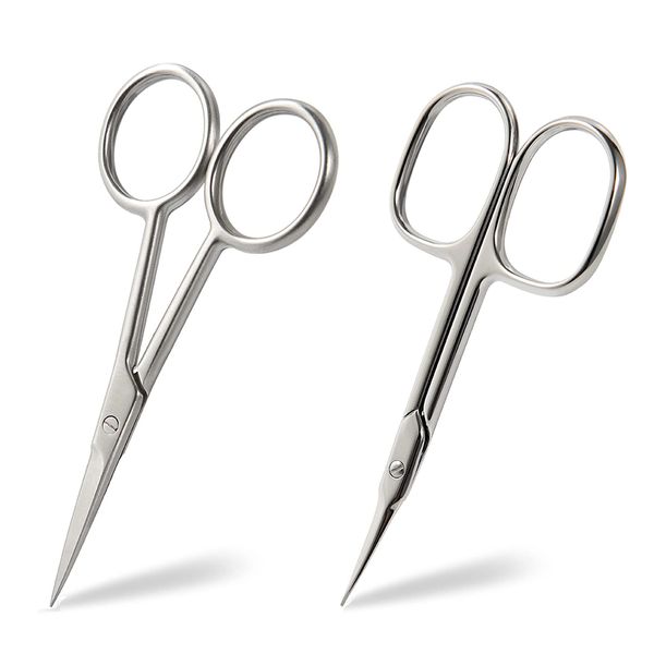 BEZOX 2pcs Scissors Set - Sharp Nail Scissors, Cuticle Scissor, Eyebrow Grooming Scissors, Cuticle Cutters, Beard Trimming Scissors, Hair Cutting Scissors Professional for Women or Men