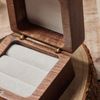 Personalised Wedding Ring Box Holder for 2 Rings With Initials and Leaf Brown