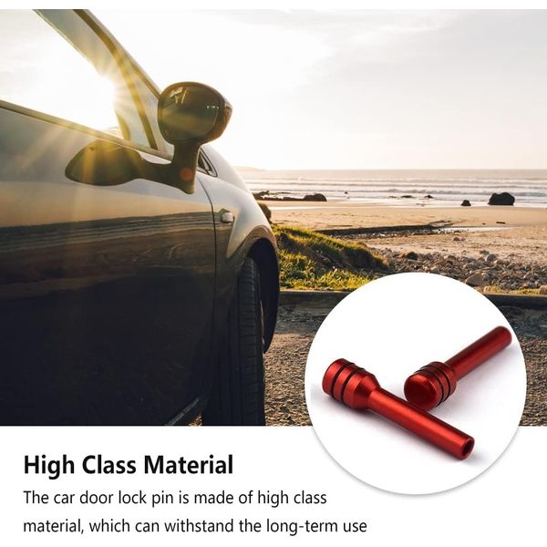 2pcs Red Car Door Lock Pin Door Fitting Modified Component Lock Knob