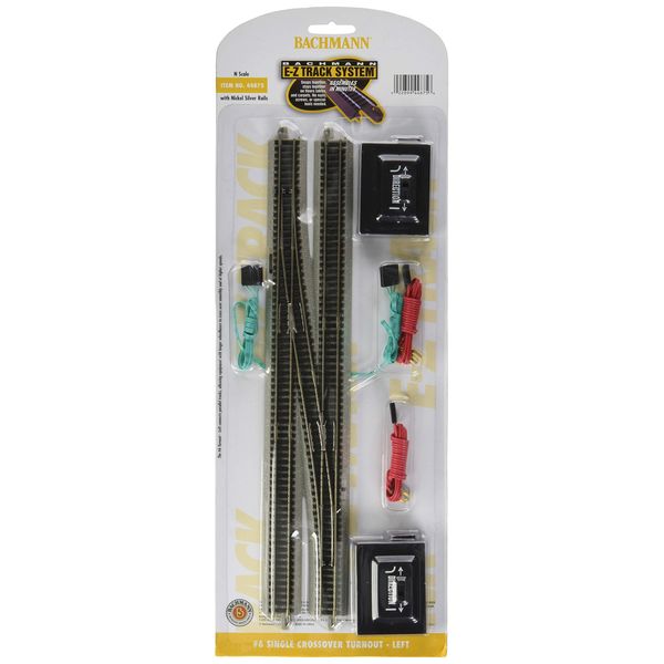 Bachmann Industries E-Z Track 6 Single Crossover Turnout - Left (1/card) N Scale, Grey