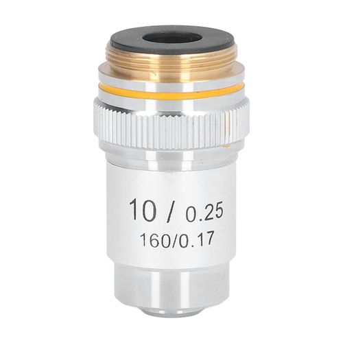 Raguso 10X Microscope Lens Objective Lens Replacement 20.2mm Interface High Light Transmittance with Spring Device for Biological Microscopes