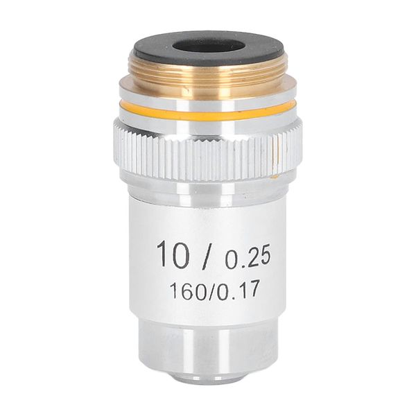 Raguso 10X Microscope Lens Objective Lens Replacement 20.2mm Interface High Light Transmittance with Spring Device for Biological Microscopes