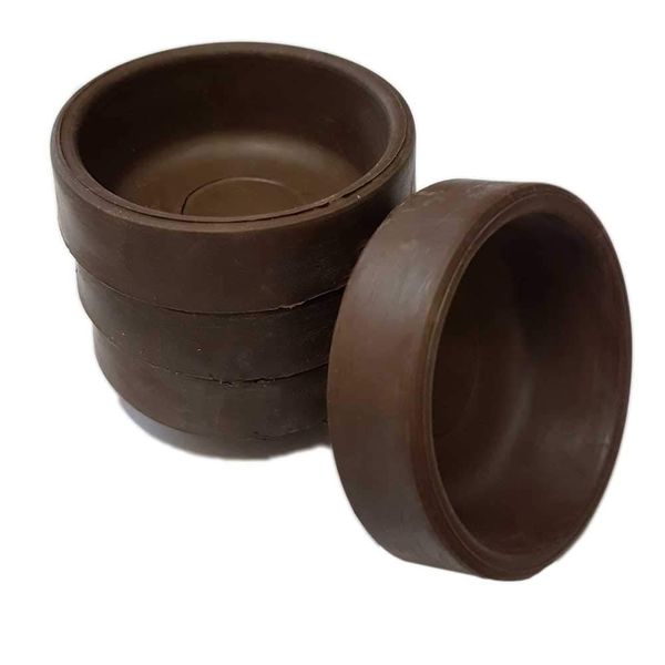 Brown Rubber Castor Cups 37mm Protect Wooden, Laminate, Tiled Floors and Carpets from Wheel Damage Caused by Chair, Bed, Sofa and Table Legs (4, Small)