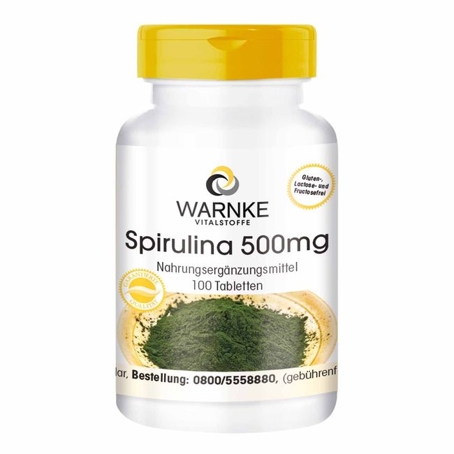 Spirulina Tabletten - 500mg reines Spirulina Algenpulver pro Tablette - hochdosiert - Spirulina Platensis - vegan - 100 Tabletten | Warnke Vitalstoffe