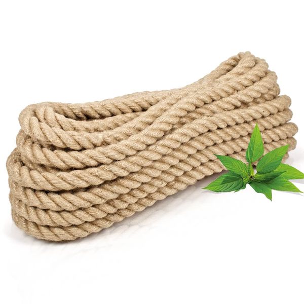 Abio Juteseil 6mm 20m Tau Seil 100% Natur Hanfseil Kordel Jutekordel Deko Dekoration Makramee Garn für Garten Jute Tauwerk Handlaufseil Schiffstau Schnur Paketschnur 6mm 20M