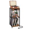 3-Tier Record Player Stand Storage Rack Turntable w/USB Ports Nightstand Table