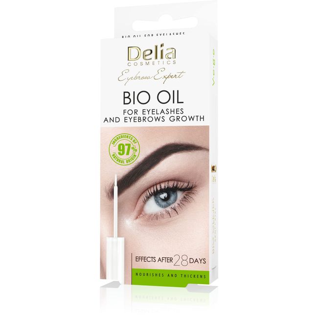 Delia Cosmetics – Bio Augenbrauen- und Wimpernöl - Veganer Conditioner - Verlängerte, verdickte, verdichtete, gepflegte Augenbrauen und Wimpern - Beschleunigt das Wachstum - Natürlicher Booster - 7ml