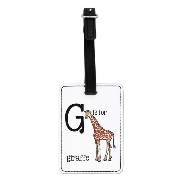 Gift Base Letter G is for Giraffe Visual Luggage Tag with Black Strap