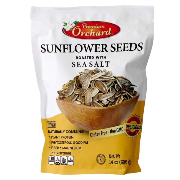 MIXED NUTS Roasted Sunflower Seeds by Premium Orchard - Original Lightly Salted Sunflower Seed In-Shell with Sea Salt Non GMO Gluten Free Snack Vegan KETO Friendly Snacks Low Carb Snack - 1 Bag