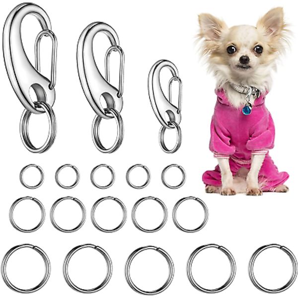 18 Pieces Leash Dog Tag Clip Pet ID Tag Pet Tag Clip Quick Clip Combos Pet ID Ta