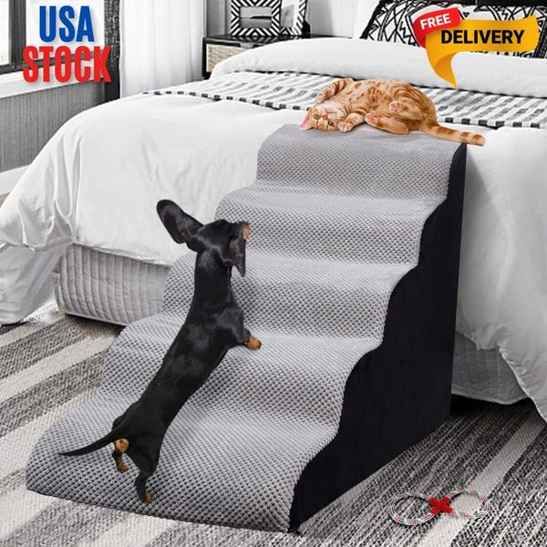 Foam 5 Tier Dog Steps & Stairs for High Beds 25" High,Tall Pet Stairs Pet Steps