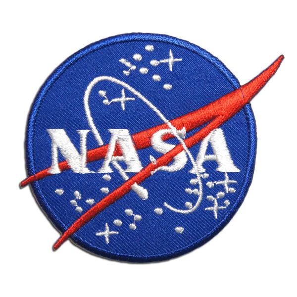 Embroidered Iron Patch (NASA) Round Blue White Red Nasa Patch Applique Rocket Space