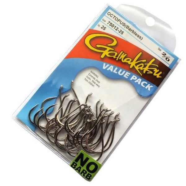 Gamakatsu Barbless Octopus Hook-Pack of 25 (Black,4)
